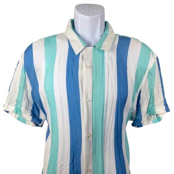 RSVLTS Mens XLarge Newport Striped Short Sleeve Button Up Shirt - Picture 1 of 8